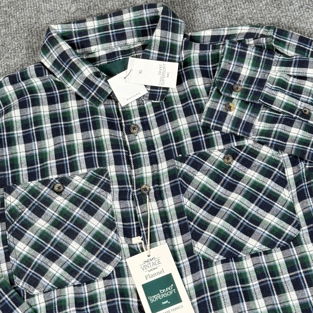 Bruno Supersoft Plaid Flannel Shirt XL Long Sleeve Button‎ Up Mens Gift NWT